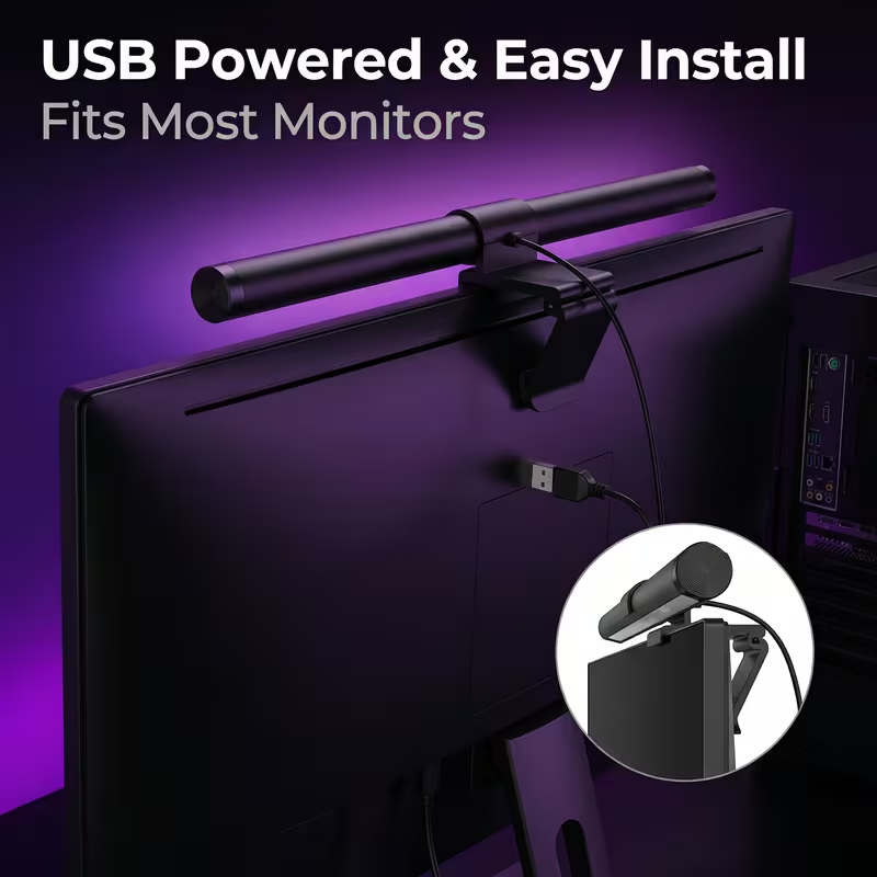 Desk Setup Modern - شريط إضاءة LED للشاشة مع جهاز