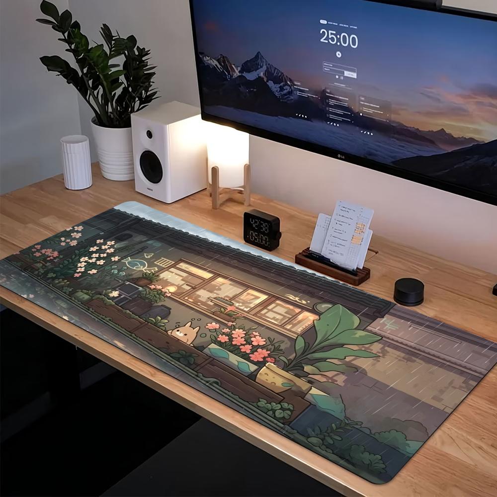 Desk Setup Anime - وسادة فأرة ألعاب كبيرة مريحة بتصميم