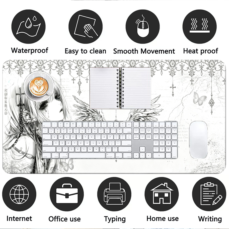 لوحة ماوس جلدية سوداء وبيضاء ب - مراجعة Desk Setup Rug وسعره